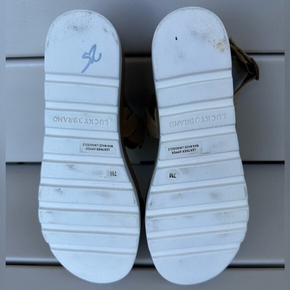 New Lucky Brand Vellenora Double Suede Straps Chunky Platform Wedge Sandal 7 - Picture 10 of 11